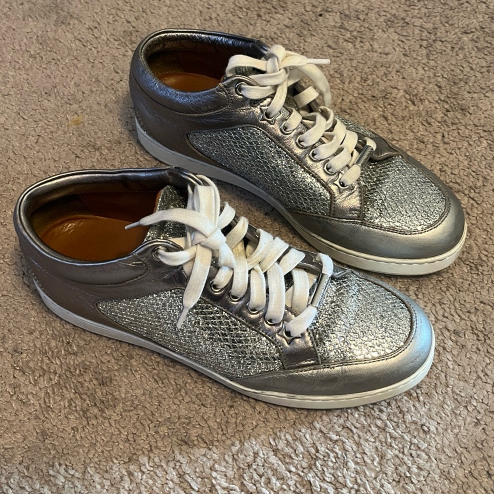 Jimmy Choo Sneakers Size 36 1/2 Silver Glitter